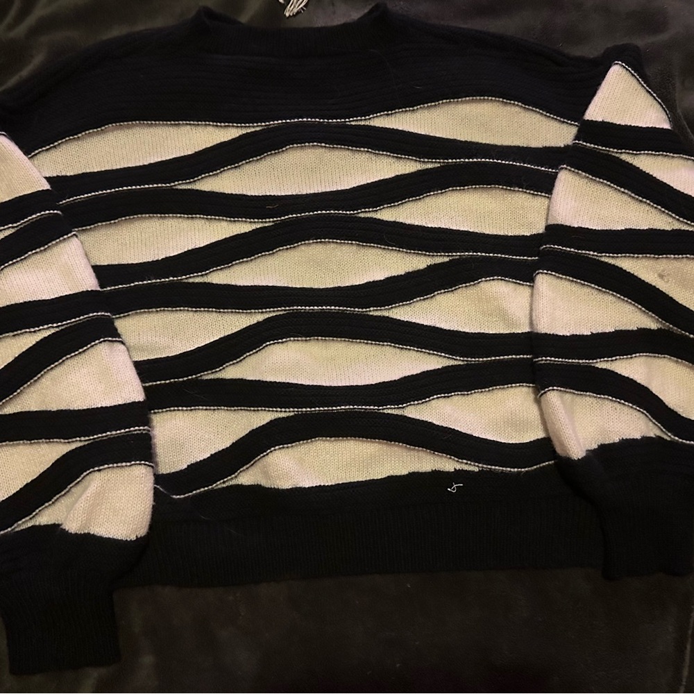 Black and White Striped Women's Sweater